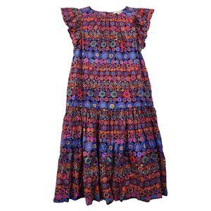 Pinch Womens M Colorful Flutter Sleeve Boho Dress Pockets (100% Cotton)